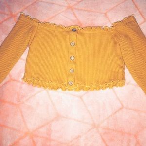 Yellow Long sleeve crop top